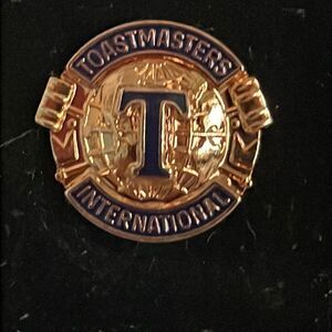 Vintage 1950s MCM Toastmaster International gold tone blue enamel lapel pin
